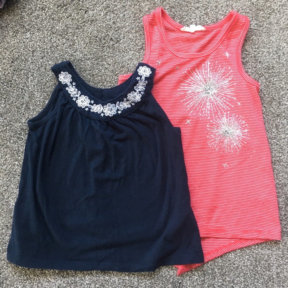 Joe Fresh Navy Floral Top + Truly Me Red Tank Top